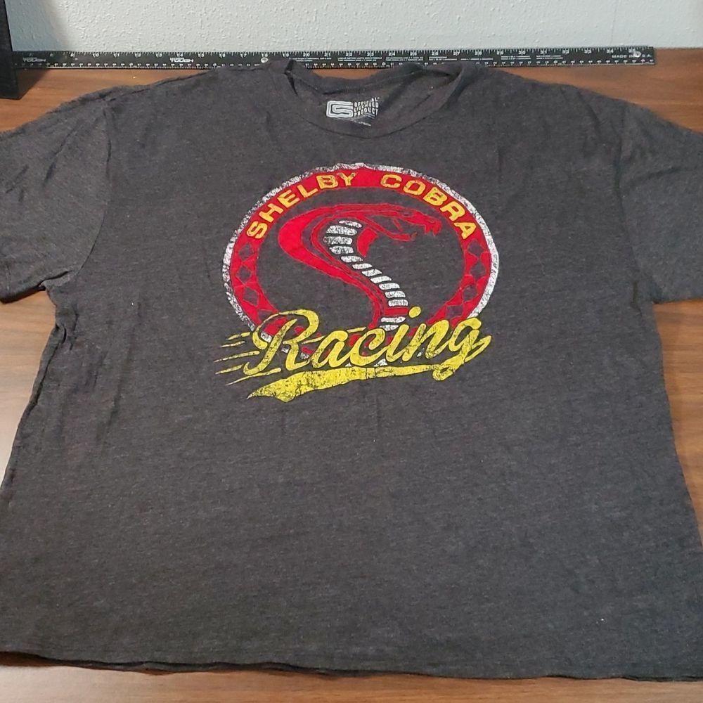 Shelby Cobra Racing Men's T-shirt Size 2XL‎ Dark Grey Flocked Print